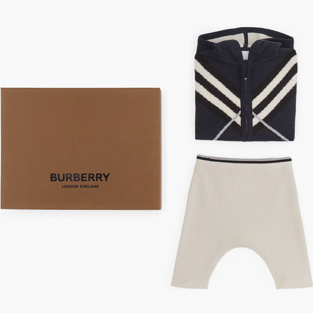 Burberry Hooded Full-Zip Jacket & Ribbed Pants Set | Unisex | Cashmere-Cotton